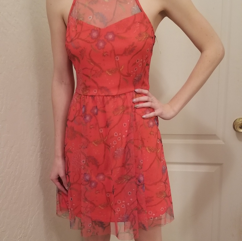 Red floral dress